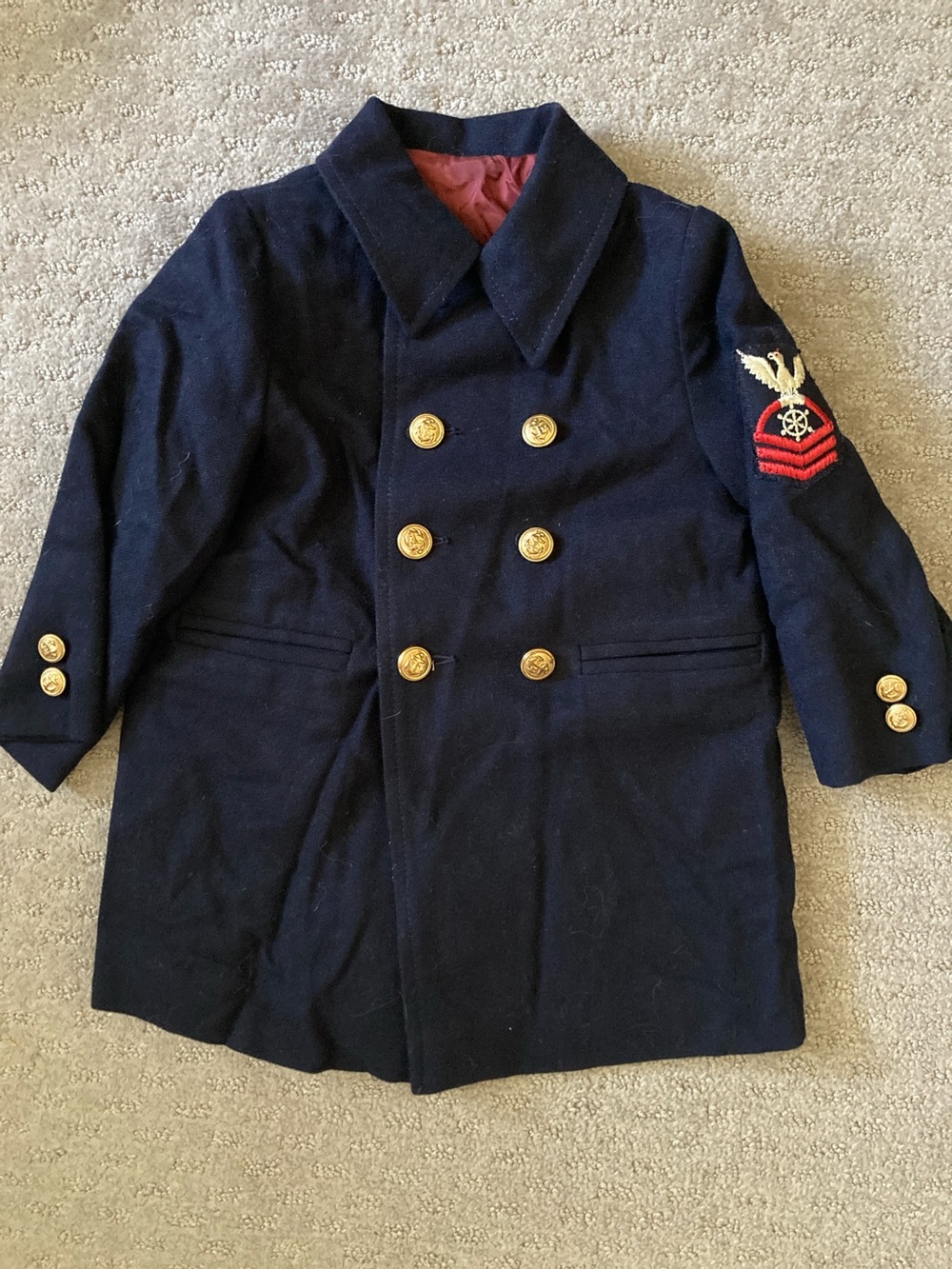 Vintage '50s/'60s Fieldston navy wool sailor coat, 4T